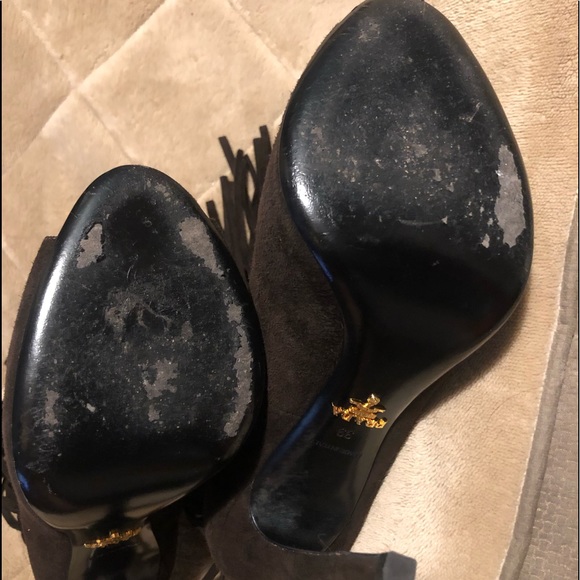 PRADA Dark Brown Fringe Booties Sz 39 - Picture 11 of 11
